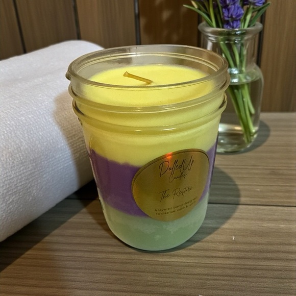 The Restore Candle | Layered Mason Jar Soy Candle | Eucalyptus Lavender Lemon - Picture 3 of 3